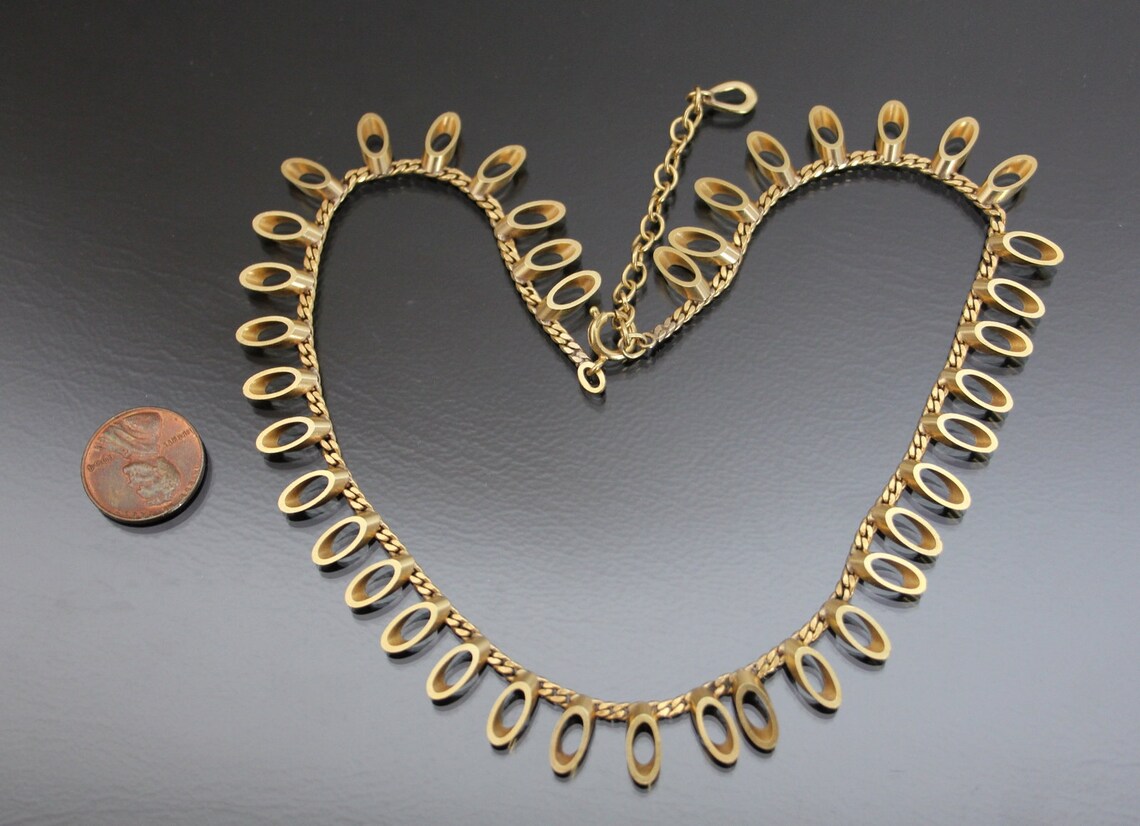 50's FRIEDRICH BINDER Gold Plated Necklace. Geometric Etsy