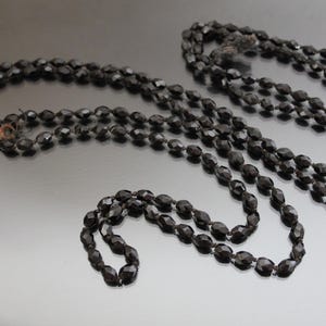 60&quot; Victorian French Jet Faceted Glass Mourning Opera Length BeadedNecklace.