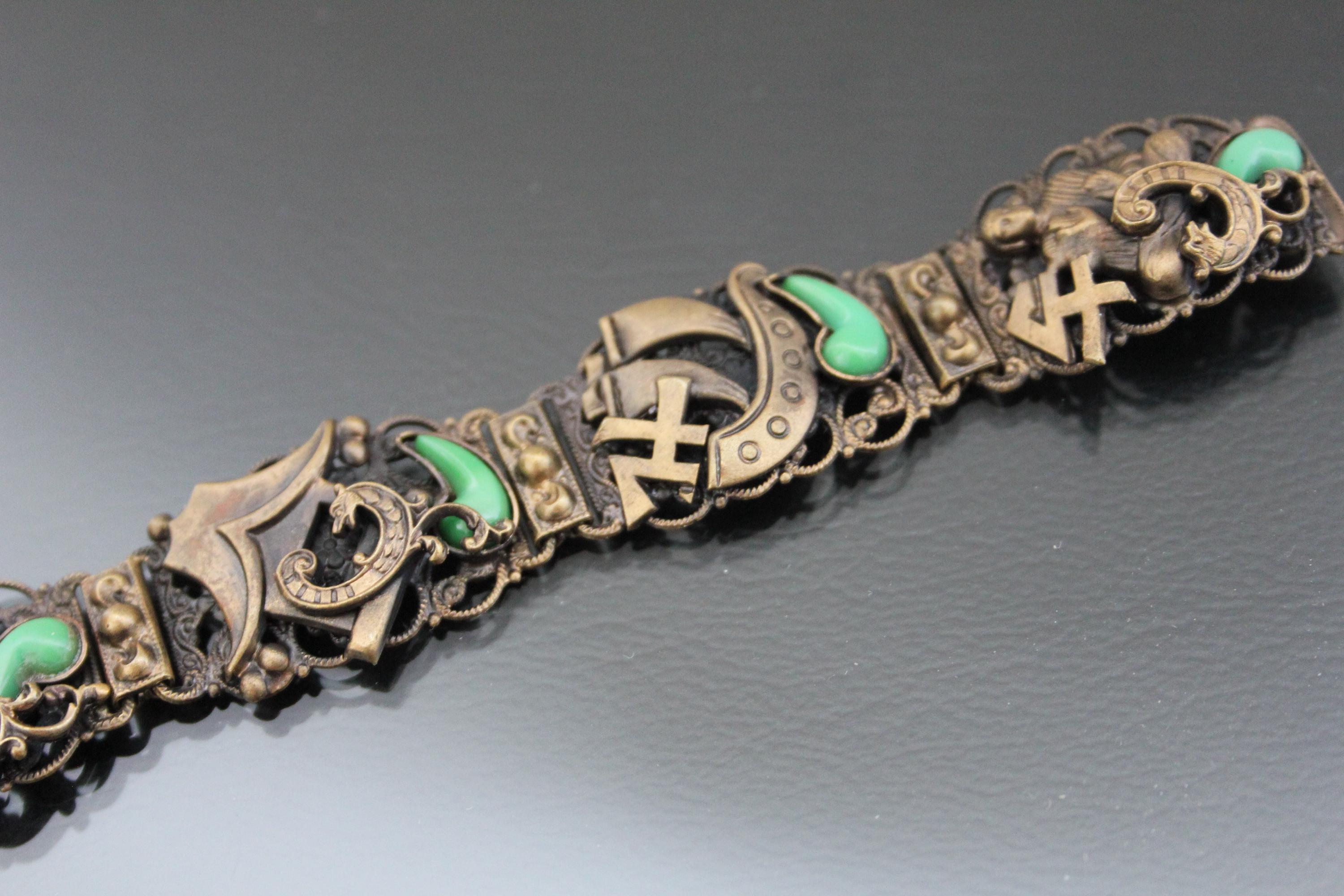 Czechoslovakia Antique Brass Bracelet - Etsy