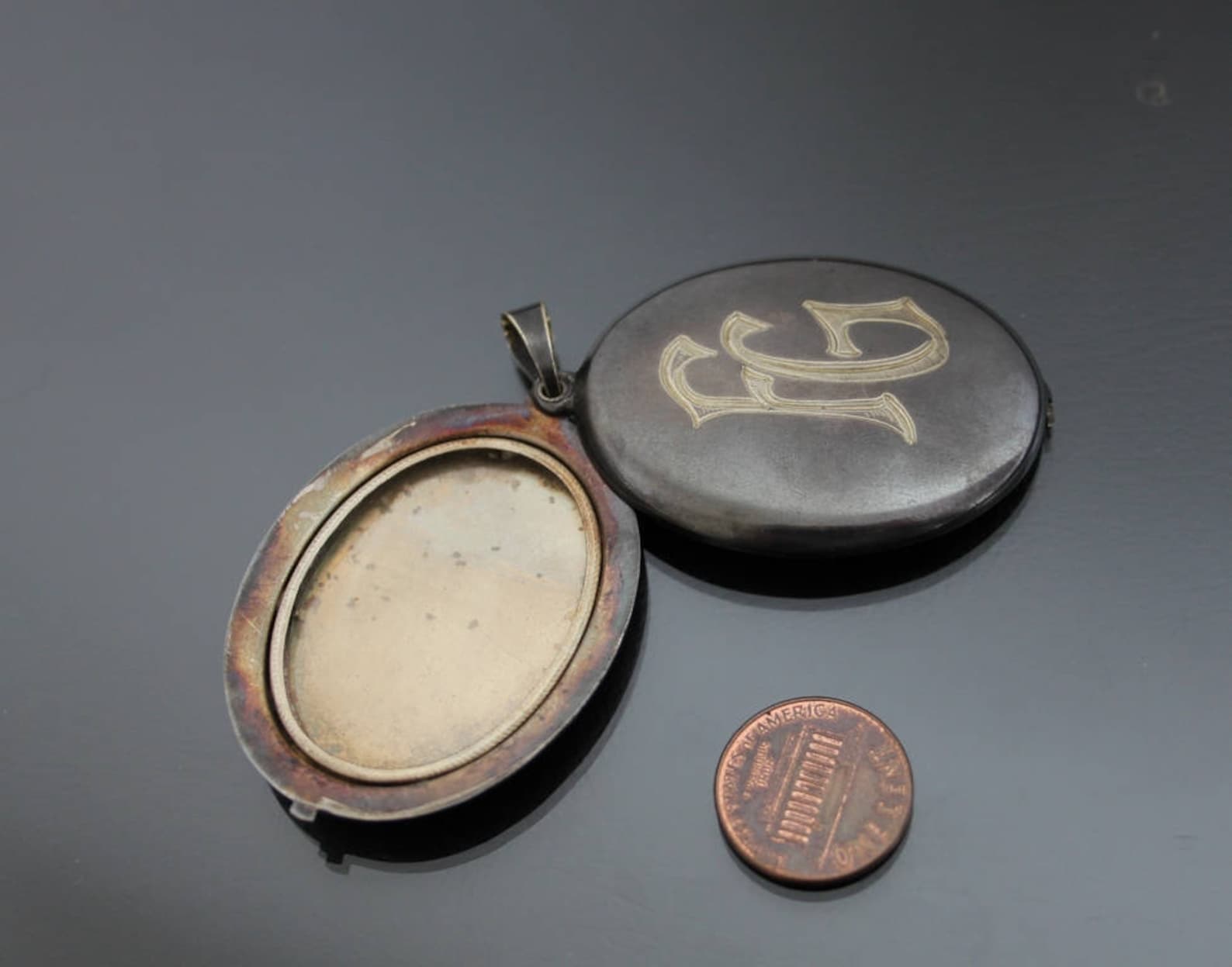 Art Nouveau NIELLO Monogrammed FG Slide Locket. Photo Pendant, GF - Etsy