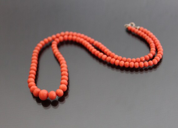 Beaded Graduated Tomato Red Mediterranean Coral N… - image 2