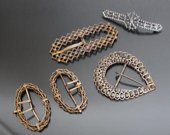 LOT OF Antique And Vintage Jewelry, Belt Buckles. Cut Steel, Gablonz. Reuse, Supplies