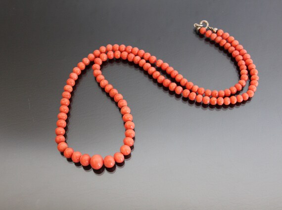 Beaded Graduated Tomato Red Mediterranean Coral N… - image 1