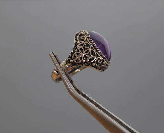 Chinese Export Amethyst Ring. Silver 925 Sterling… - image 4