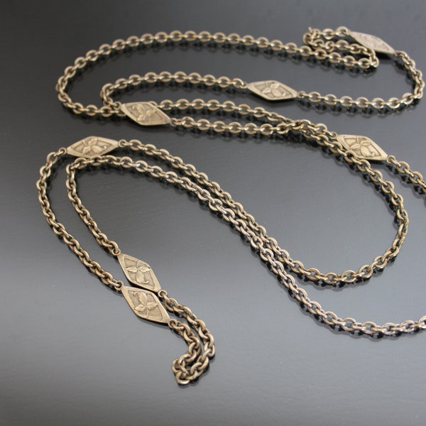 Art Nouveau Sautoir Chain Necklace, Infinity. Antique Guard Muff Chain, Jugendstil