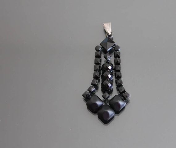 Victorian Vauxhall Glass Black Enamel Faceted Glas