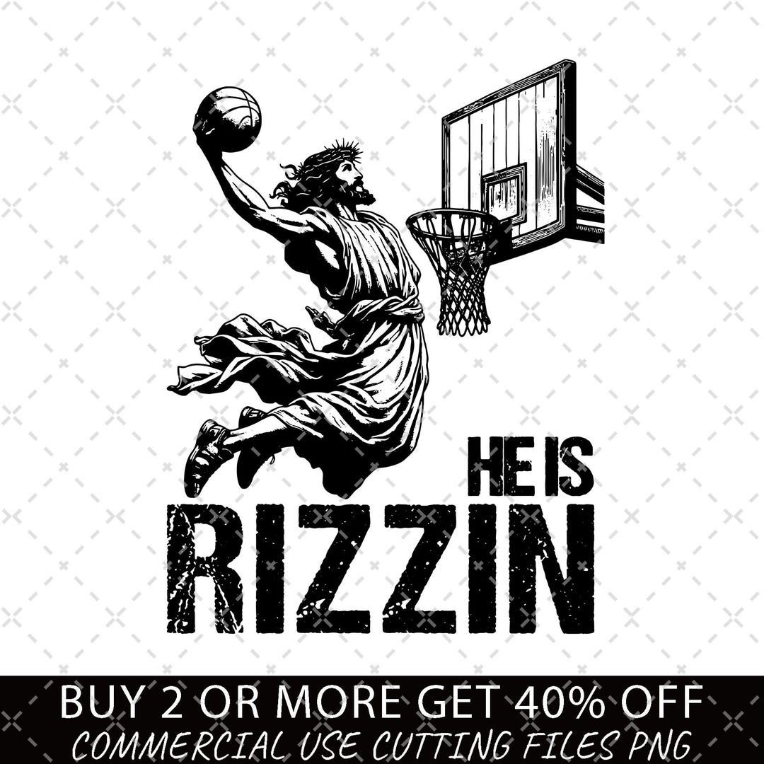 He is Rizzin' PNG, Funny Easter Png, Jesus Playing Basketball Png ...