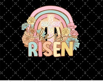 He is Risen png, Matthew 28:6, Retro Easter png, Easter Christian Png, Easter bible verse png, Spring Floral Design Png, Easter Bunny Png