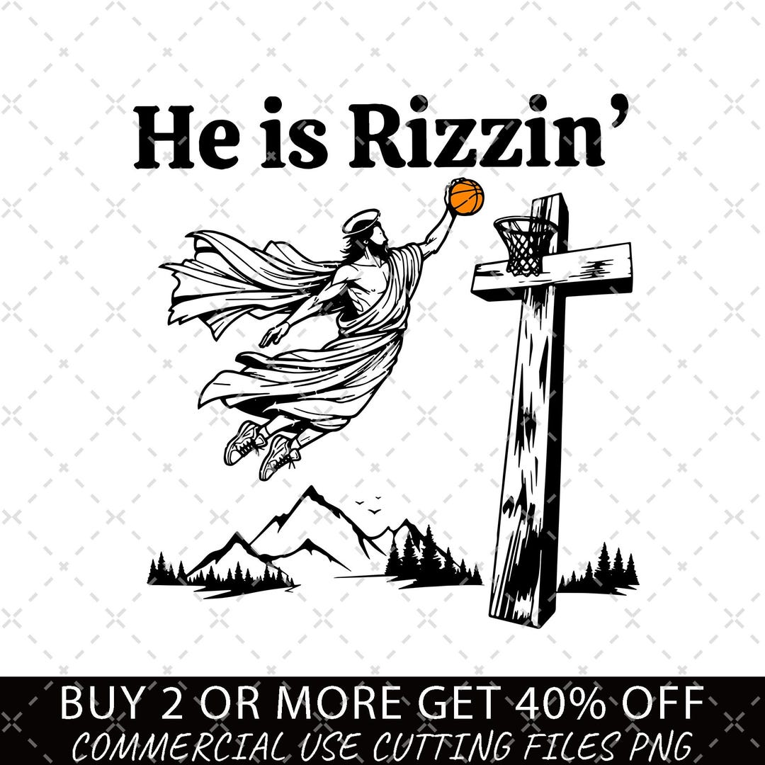 He is Rizzin' PNG, Funny Easter Png, Jesus Playing Basketball Png ...