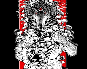 Overgrowth Werewolf Mushroom Intestine Metallic Gloss Print