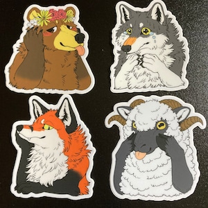 Animal Party 3” Bear Wolf Fox Sheep Vinyl Stickers