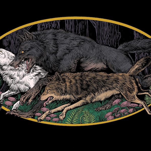 5" x 7" Matte Werewolf Wolf Running