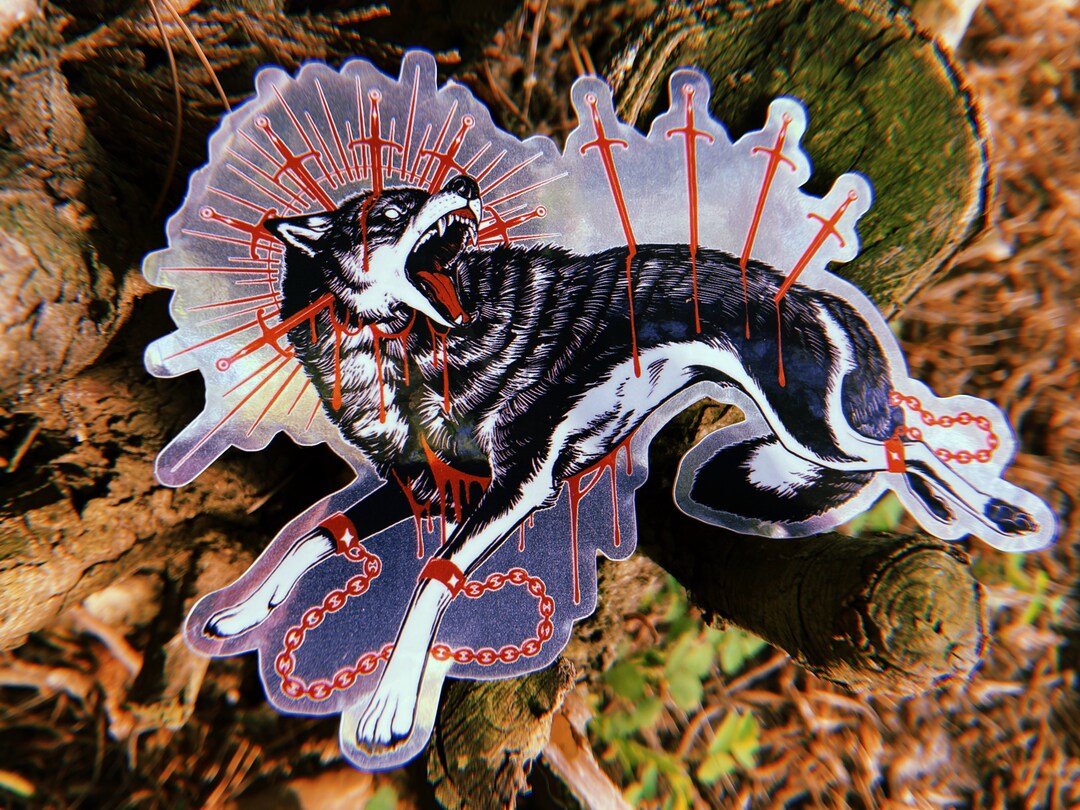 Learned Helplnessness 4” Mirror Vinyl Sword Wolf Sticker