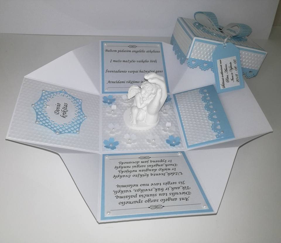 Exploding Box. Angel for Christening, Baptism. Box Card, Money or ...