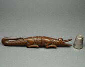 18th Century Georgian Needlecase Etui Bodkin, Hand Carved Treen Crocodile Circa 1800 AF