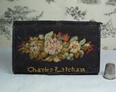 Antique Victorian Needlework Case, Cigar Case, Beadwork Mourning Wallet, Purse, Circa 1830, Latcham Family Interest