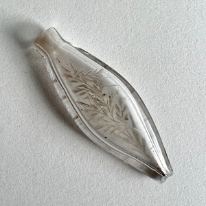 Georgian Miniature English Glass Scent Bottle, Navette Shaped Engraved Initials MS Circa 1800 AF