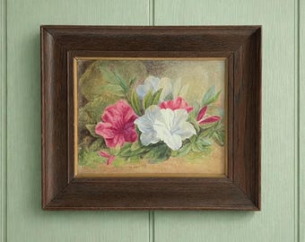 19th Century Floral Painting Flowers Victorian Circa 1890