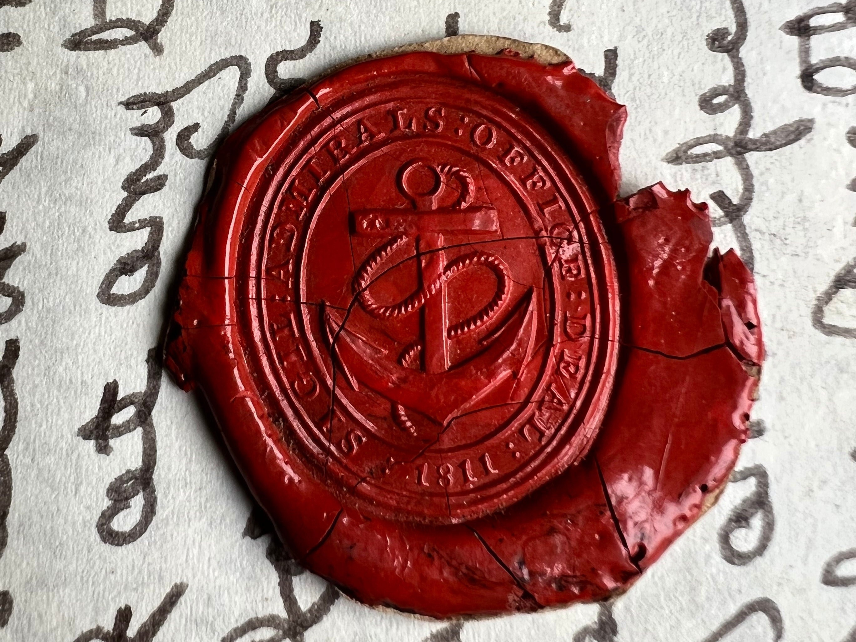 Rare Georgian Wax Seal Impression 1811 Admiralty Office, Deal, Kent ...