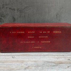 RARE 19th Century Red Leather Box Royal Glove Box C 1830