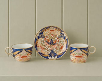 Antique Grainger Worcester Porcelain Trio Imari Pattern C1810