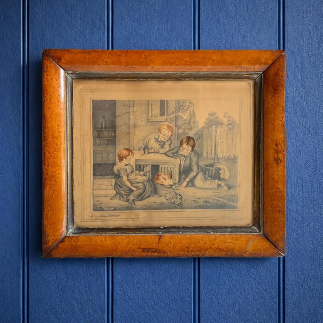 19th Century Rabbit Painting Drawing C 1840 Signed Mary Anne Barker - Etsy
