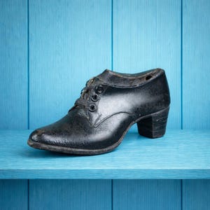 RARE English 19th Century Miniature Shoe and Last, Apprentice Cordwainer Item Circa 1855