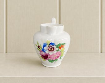 Antique Miniature Porcelain Jug Doll Size Pitcher Floral English Circa 1830