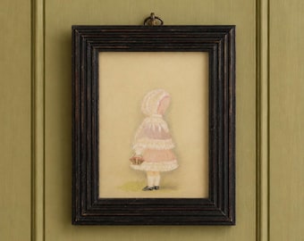 Antique English Portrait Miniature Painting of a Little Girl Circa 1880