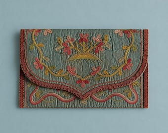 18th Century Silk Pocketbook Purse French Circa 1790