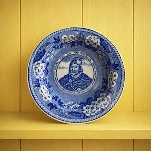 Antique Scottish William Wallace Pearlware Plate Blue and White Transferware Robert Burns Poem C 1820 Great Provenance