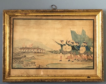 19th Century Scottish Naïve Folk Art Painting Battle of Bannockburn, Robert the Bruce, William Wallace C 1830s