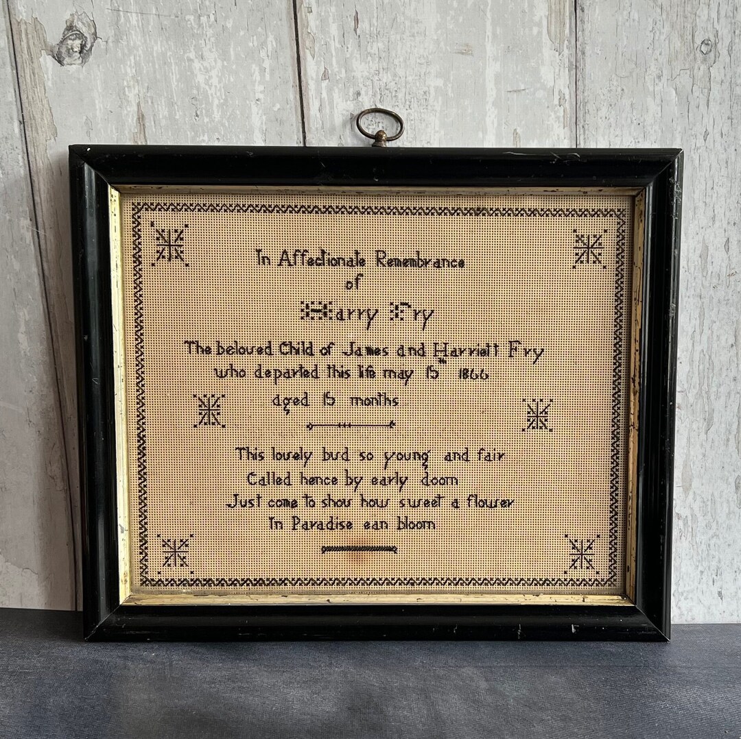 Victorian Perforated Paper Mourning Sampler for Baby Harry Fry 1866 - Etsy