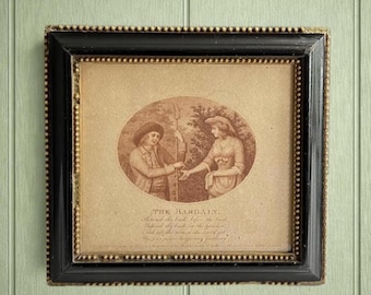 RARE 18th Century Engraving The Bargain Rural Lovers George Townley Stubbs 1798