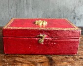 Antique 19th Century Miniature Georgian Child 39 s Sewing Etui Gilt Tooled Red Leather Sewing Companion Box C 1820
