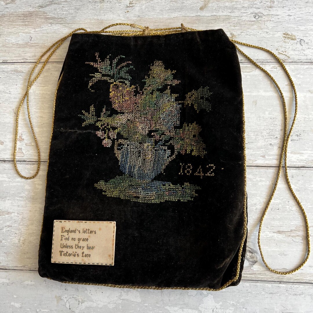 Antique English Reticule Sampler Workbag Dated 1842 - Etsy