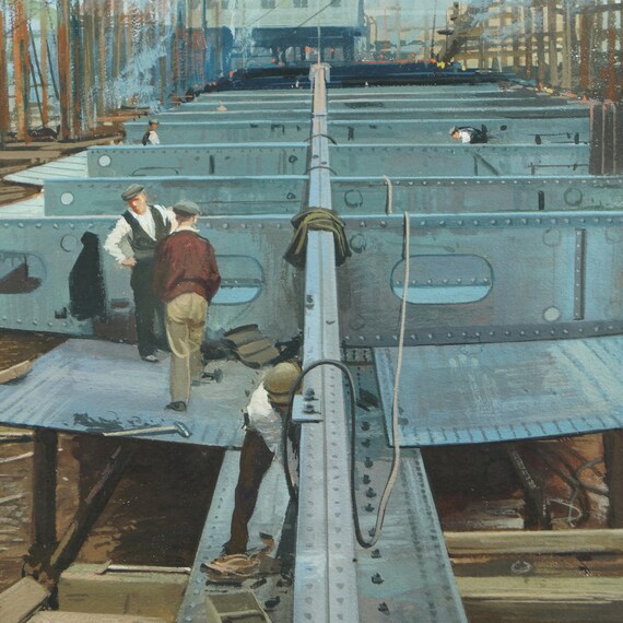 John Berry Watercolor British Industrial Ship Building Artist Etsy