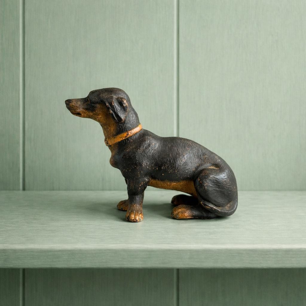 19th Century Miniature Austrian Terracotta Dog Dachshund Terrier