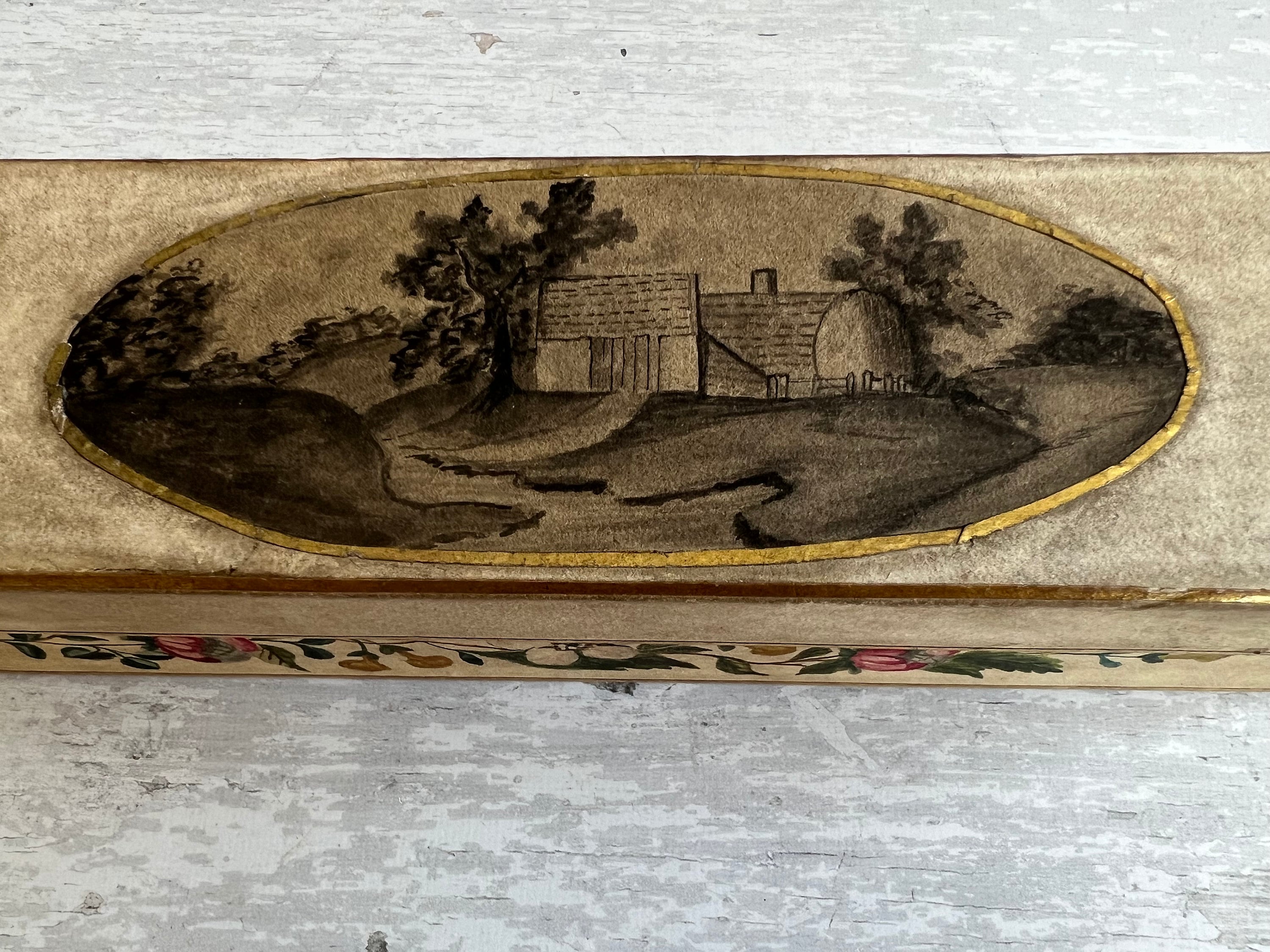 Rare Antique Georgian Sewing Box Hand Painted Shells Flowers and ...