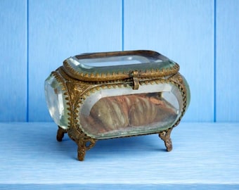 Antique Jewelry Vitrine Beveled Glass Jewellery Casket Circa 1870