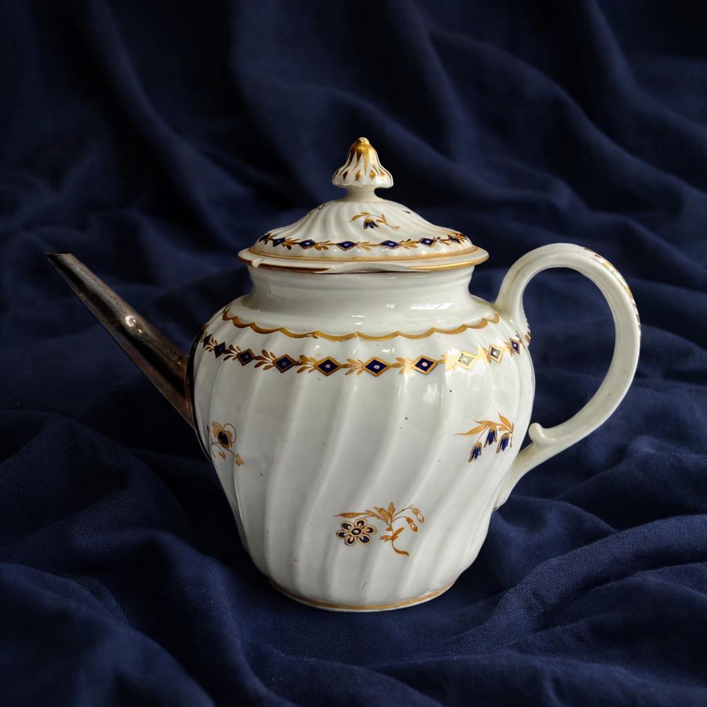  WORCESTER REGENCY ティーポットなどセット 1785 Worcester Porcelain Teapot, Flight Period Mark, Make Do Spout