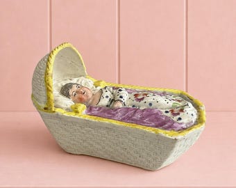 Antique Staffordshire Pearlware Cradle Sleeping Child Circa 1820