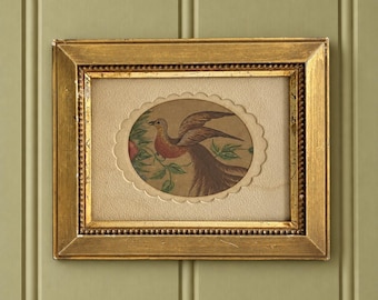 19th Century Naïve Bird Watercolor Folk Art Primitive Theorem C 1860