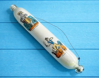 Antique Victorian Decalcomania Rolling Pin Scottish Highlander C 1860