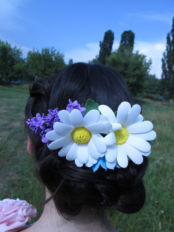 wedding comb flower romantic flower comb bridal floral hair etsy