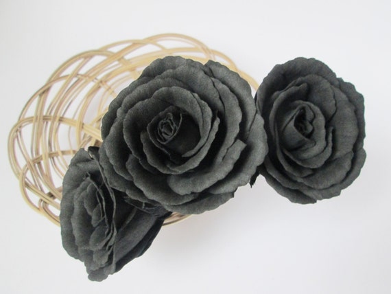 Halloween pelo clip Gothic rosa negra damas accesorio pelo joyas flor Black