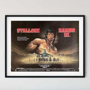 Rambo III (1988) Locandina originale del film British Quad Sylvester Stallone, arte di Renato Casaro