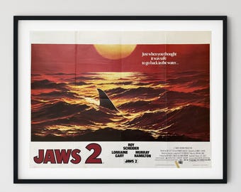 Jaws 2 (1978) Original British Quad film poster Great White Shark, Roy Scheider