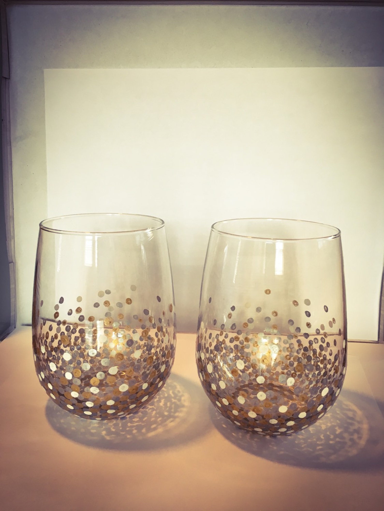 New Year's Eve Confetti Wine Glasses Etsy