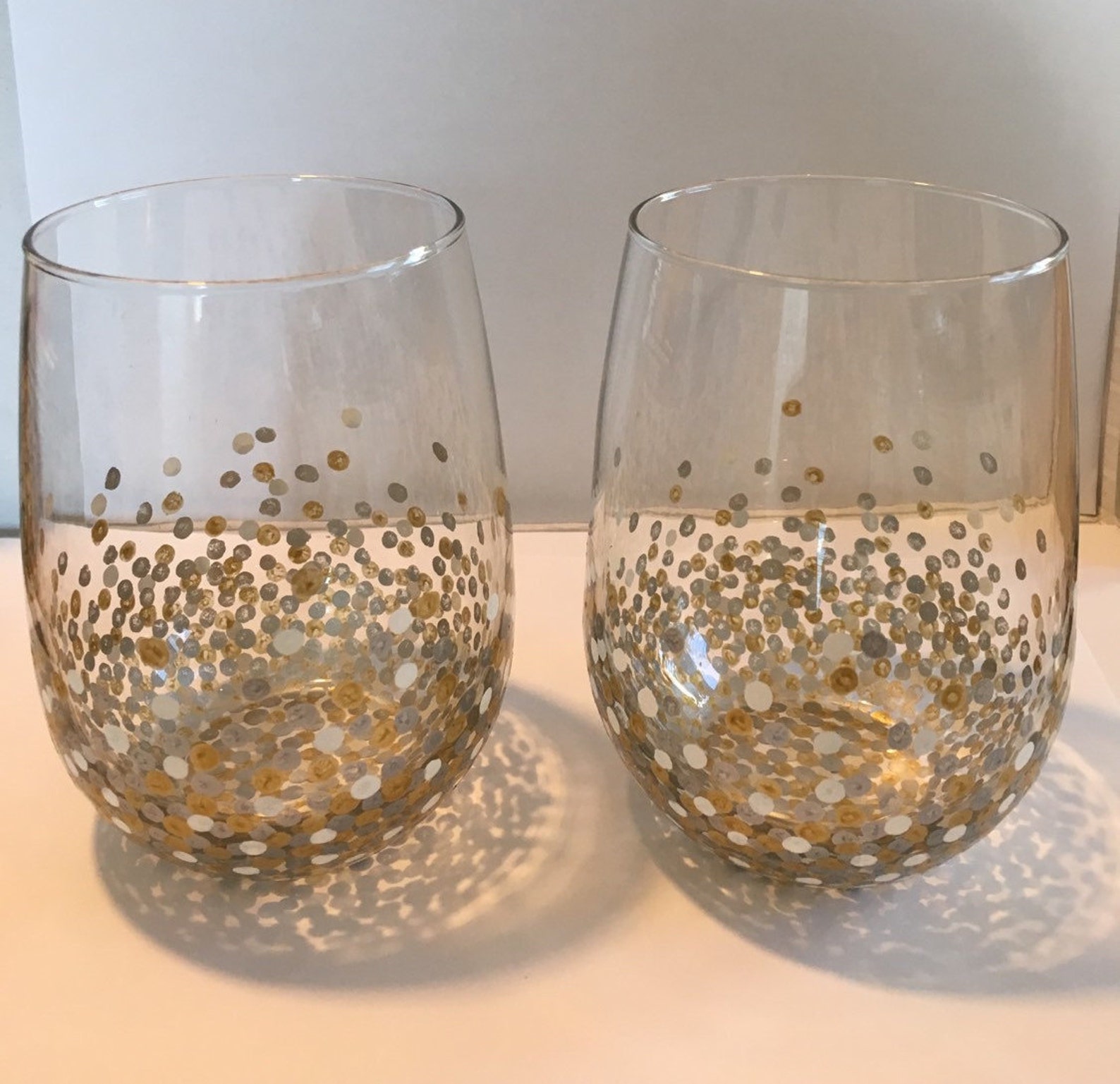 New Year's Eve Confetti Wine Glasses Etsy